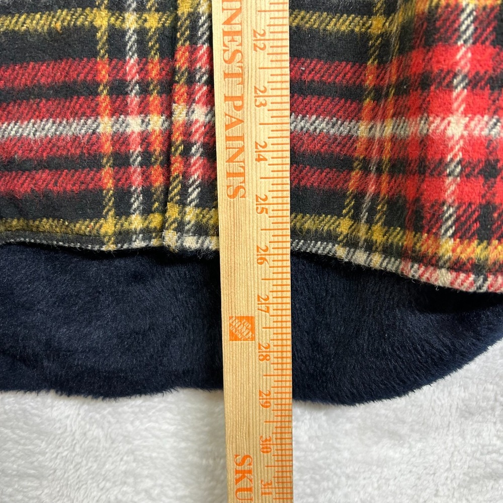 Vintage Men's Shirt Jacket Red Black Plaid Fleece Lined Anchor Button Outdoor - Picture 5 of 11